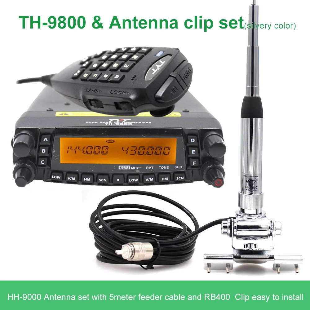 TYT TH-9800 Plus автомобильный мобильный радиоприемник Walkie Talkie 50 км трансивер Quad Band двойной дисплей ретранслятор скремблер TH9800 S/N 1901A - Цвет: TH9800-Antenna-2