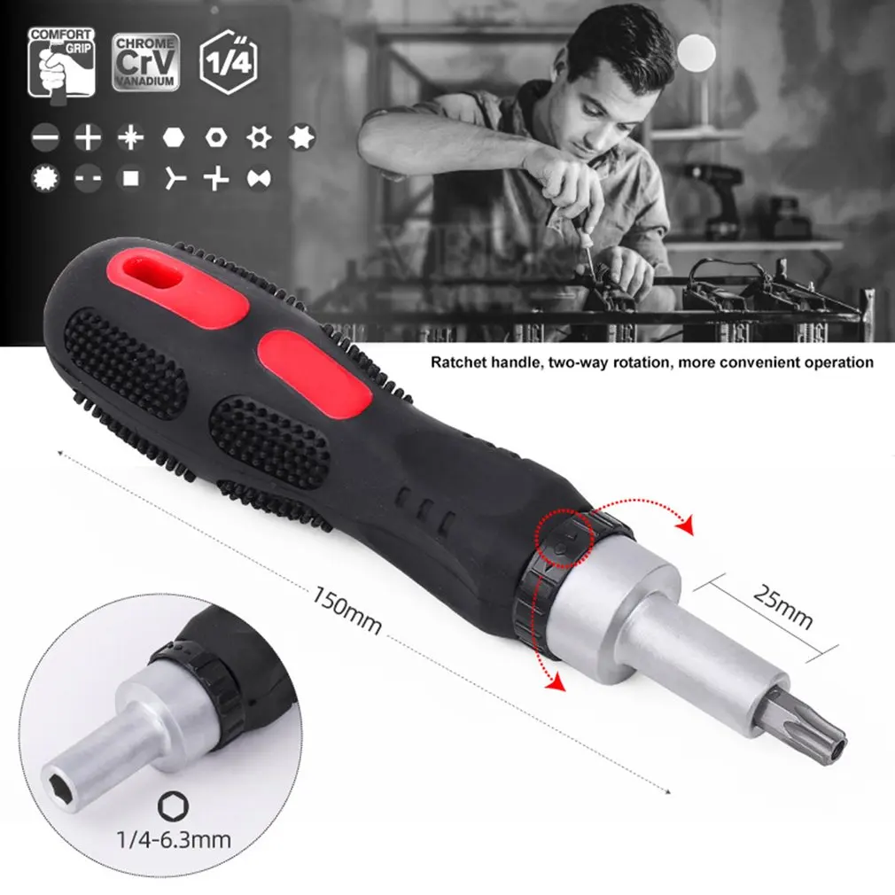 101PCS Ratchet Screwdriver Set Chrome Vanadium Steel Head Straight Cross Hex Pattern Repair Accessories | Инструменты