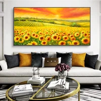 100 hand painted abstract sun flower oil painting on canvas wall art frameless picture decoration for live room home decor gift
