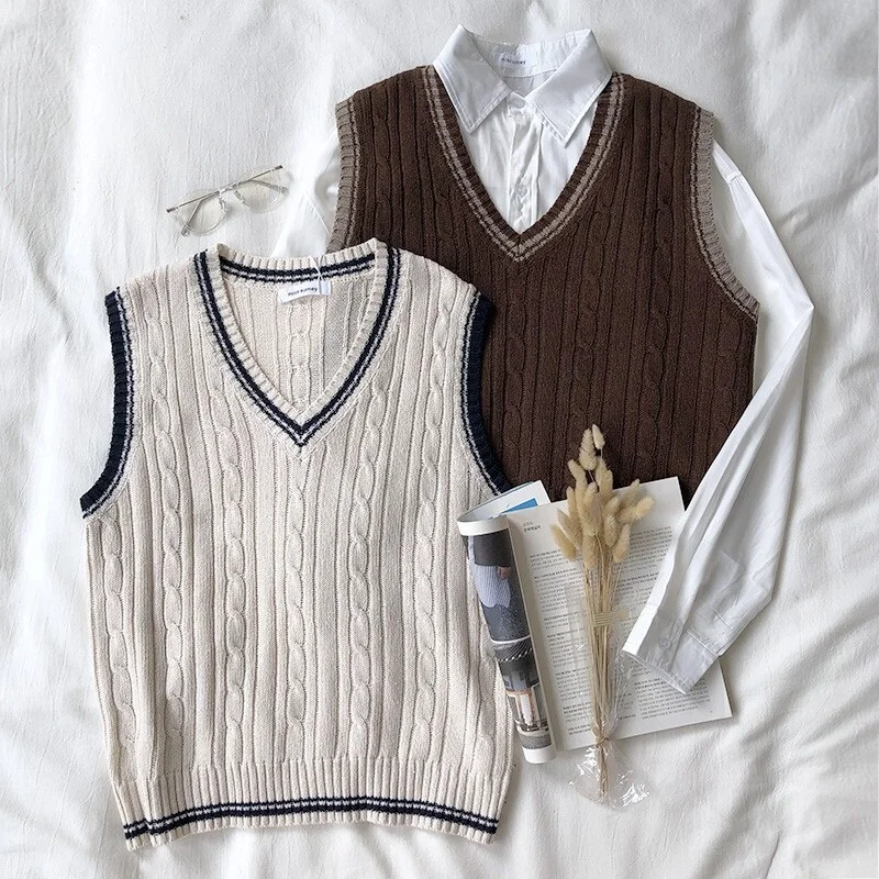 

Women's Korean Style V-neck Knit Vest