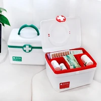 2 layer family emergency kit handle storage medicine box portable first aid kit plastic drug multi functional medicine cabinet