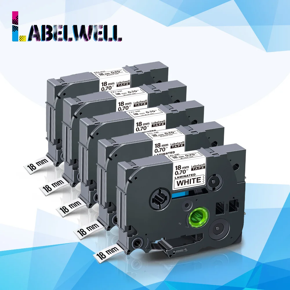 Labelwell 5x совместимая 18 мм ламинированная лента для этикеток 241 черная на белом