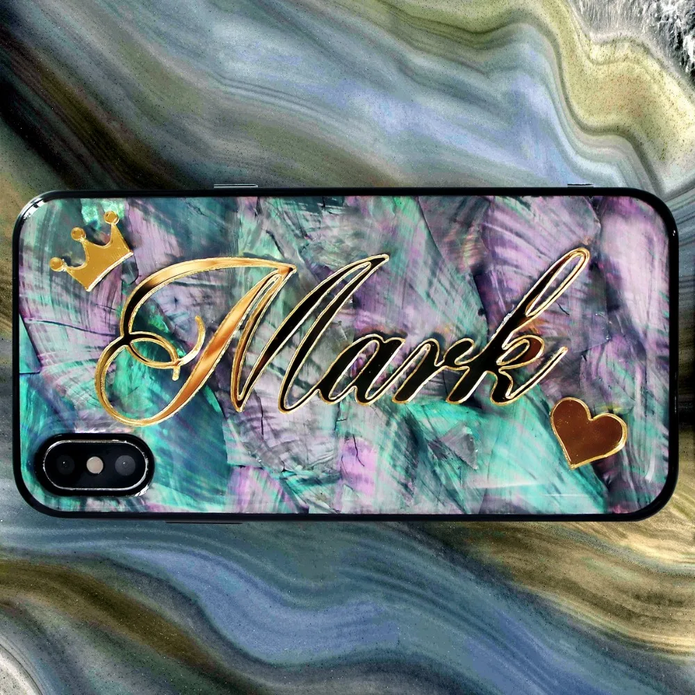 Для iphone 11 pro max 6 7 8 10 plus XR XS XSMAX X персональный Радужный мягкий чехол уникальный подарок заказное имя блестящий чехол для телефона