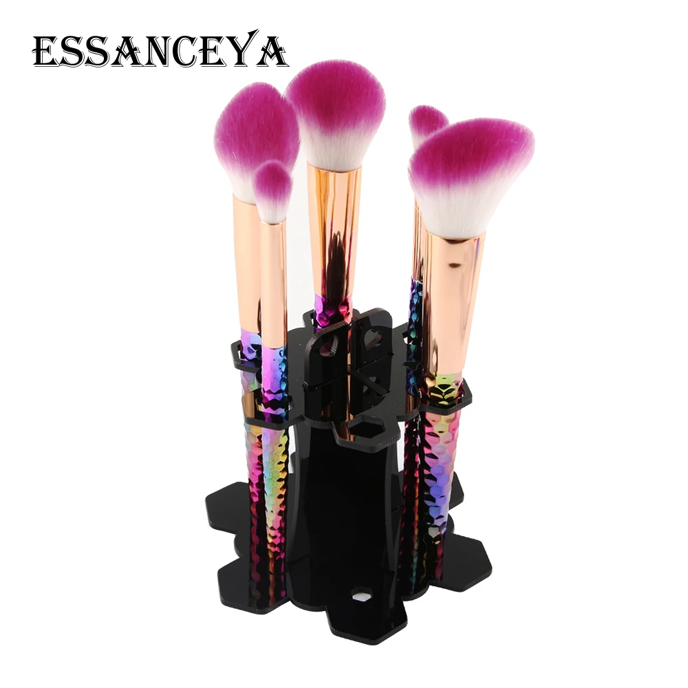 6 отверстий кисти для макияжа акриловый держатель салон Радуга щетка с Сотами
