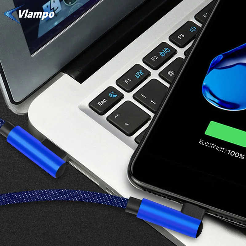 VLAMPO 1 м 2 90 градусов зарядный кабель зарядное устройство Micro usb type-C Быстрая зарядка