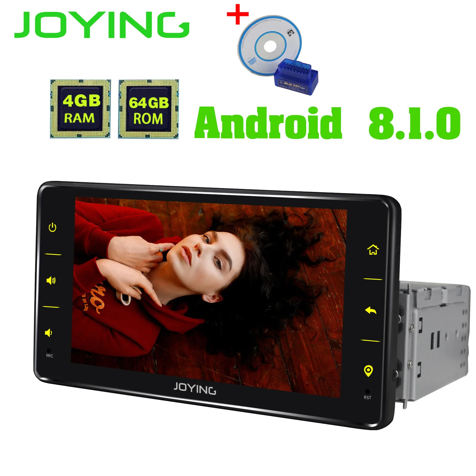 Автомагнитола JOYING с GPS Android 8 1 4 + 64 ГБ BT DSP Octa Core 1DIN 6 2 дюйма|head unit|1 din 71 |