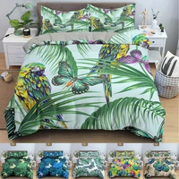 5 styles tropical leaves duvet cover set bedding set butterfly home textile soft bedclothes queenking size for kids