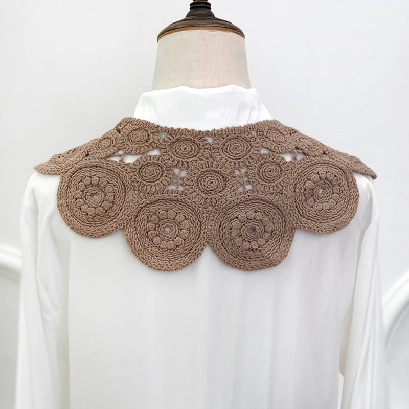 Винтажная вязаная крючком шаль шарф с круглым узором однотонная декоративная