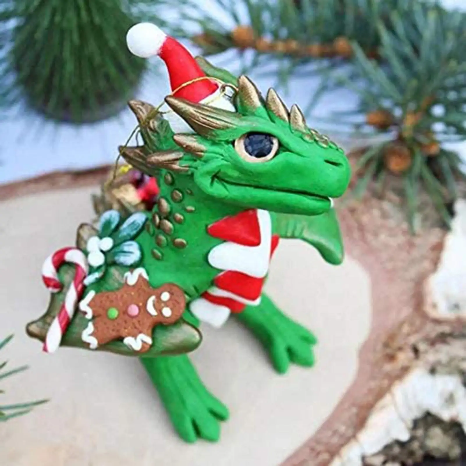 

Xmas Santa Baby Dragon Home Ornament Party Prop Showcase Pendant with Lanyard