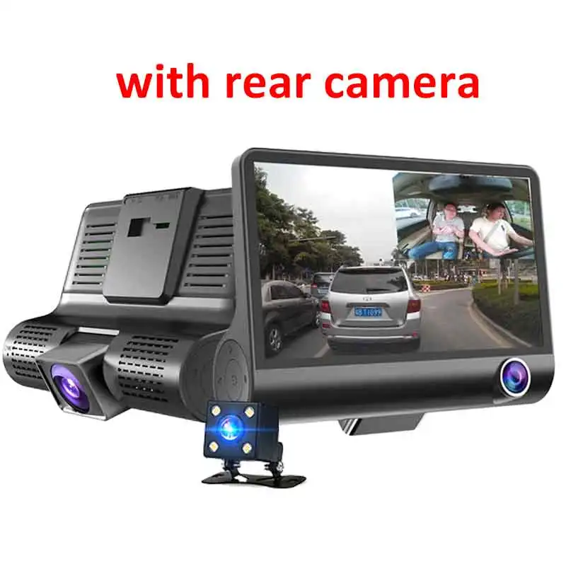 Dual Lens Olysine 4,0 ''3 Way Автомобильный видеорегистратор камера видео рекордер заднего вида авто регистратор с 3 камерой s Dash Cam DVRS - Название цвета: Dual Lens