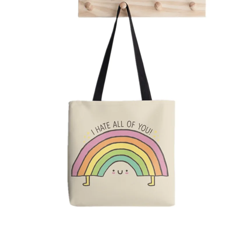 

2021 Shopper TRUTH BE TOLD Cartoons Printed Tote Bag women Harajuku shopper handbag girl Shoulder shopping bag Lady Canvas Bag