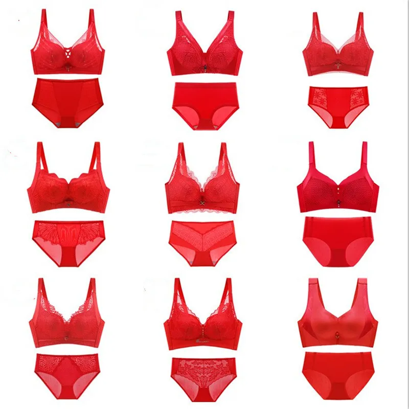 

2021 New Year Women Lace Bra Sets Seamless Backless Vest Sexy Padded Bralette Lingerie Ultrathin Bra & Brief Female Intimates
