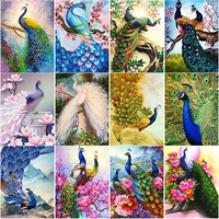 diy 5d diamond painting peacock diamond embroidery scenery animal cross stitch scenery full square round drill home decor gift