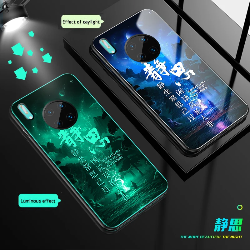 Чехол в виде светящегося стекла для huawei mate 30 20 Lite Ночной светильник чехол для mate 30 20 pro задняя крышка для huawei mate 30 5G mate 20X