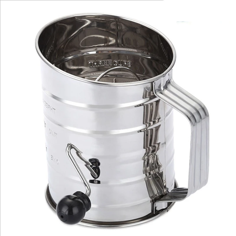 Ручной шейкер для муки Сетчатое сито из нержавеющей стали 3 чашки глазурь сахар