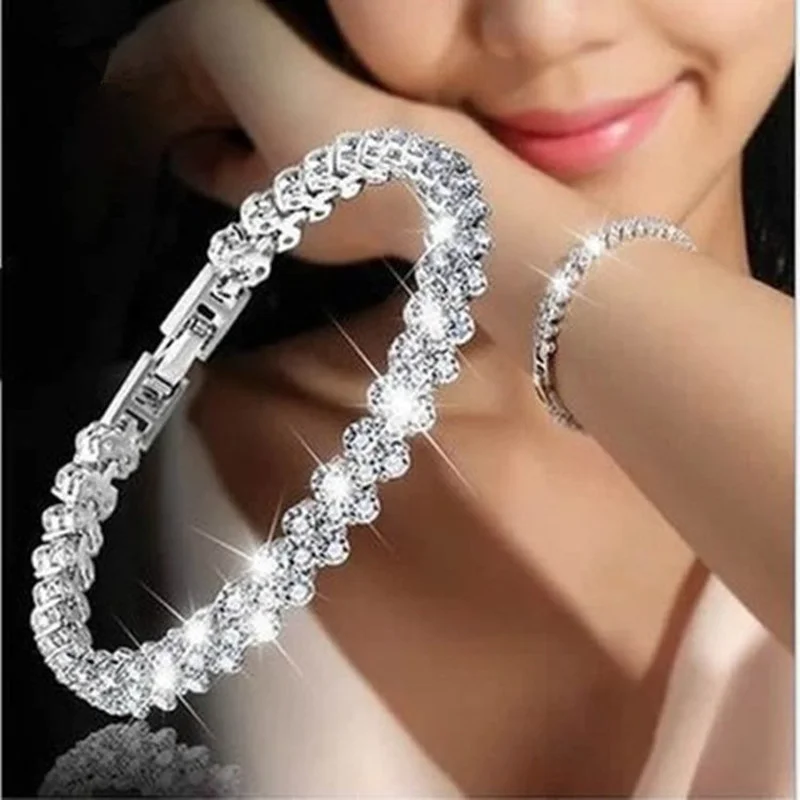 

Fashion Zircon Crystal Rhinestone Bracelet Women's Exquisite Versatile Simple Temperament Elegant Luxury Jewelry Wholesale Trend