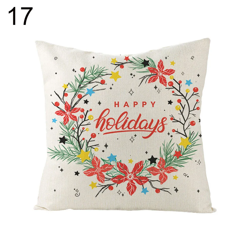 

Merry Christmas Stockings Santa Claus Happy Holidays Cushion Cover Pillow Case