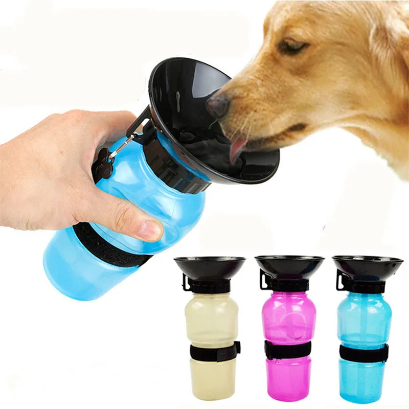 

Drinking Water Bottle 3Colors Squeeze Type Jug Cup Dispenser 1Pcs for Cat Dog Portable Pet Feed Bowl Travel Outdoor 500ML
