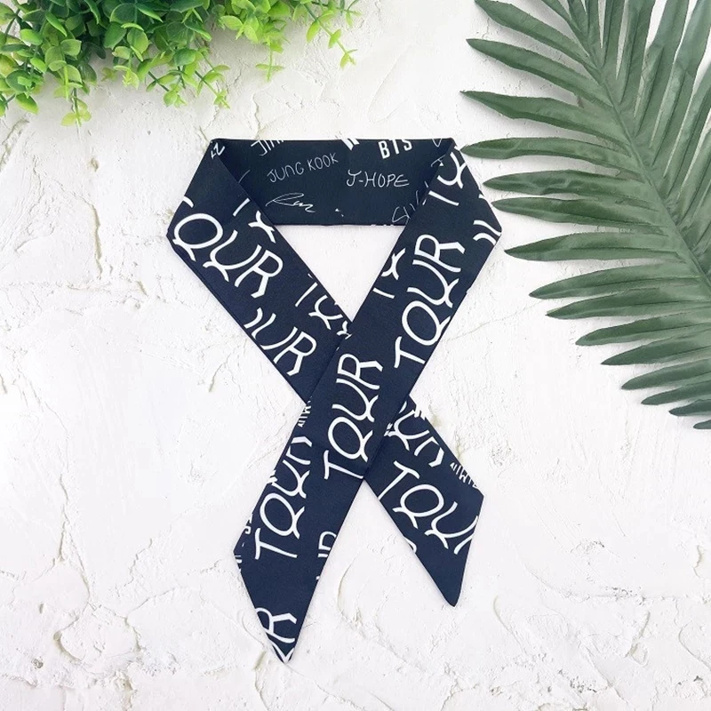 

2021 new luxury brand rayon classic letters zodiac ox pattern scarf female headband bag accessories small bow WJ20088