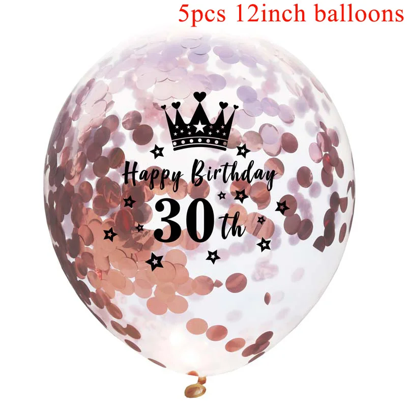 5pcs 30th Balloons Розовое золото конфетти латексные шары набор звезда сердце воздушный шар из фольги День Рождения украшения Дети Свадьба баллон детский душ принадлежности - Цвет: 5pcs 30th Balloons