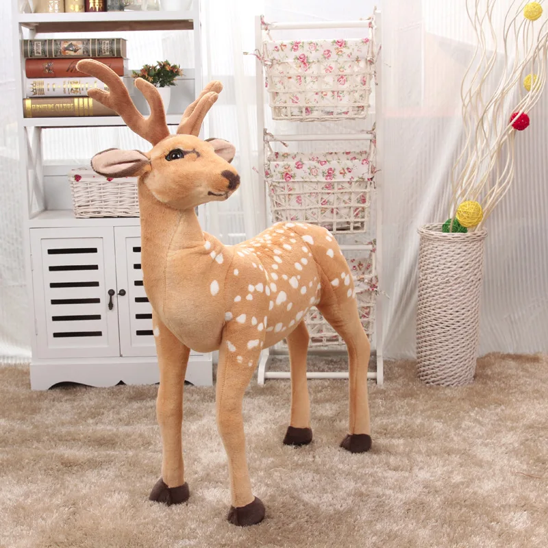 

60cm simulation elk plush toy Christmas deer doll decoration plush deer simulation animal sika deer desktop decoration