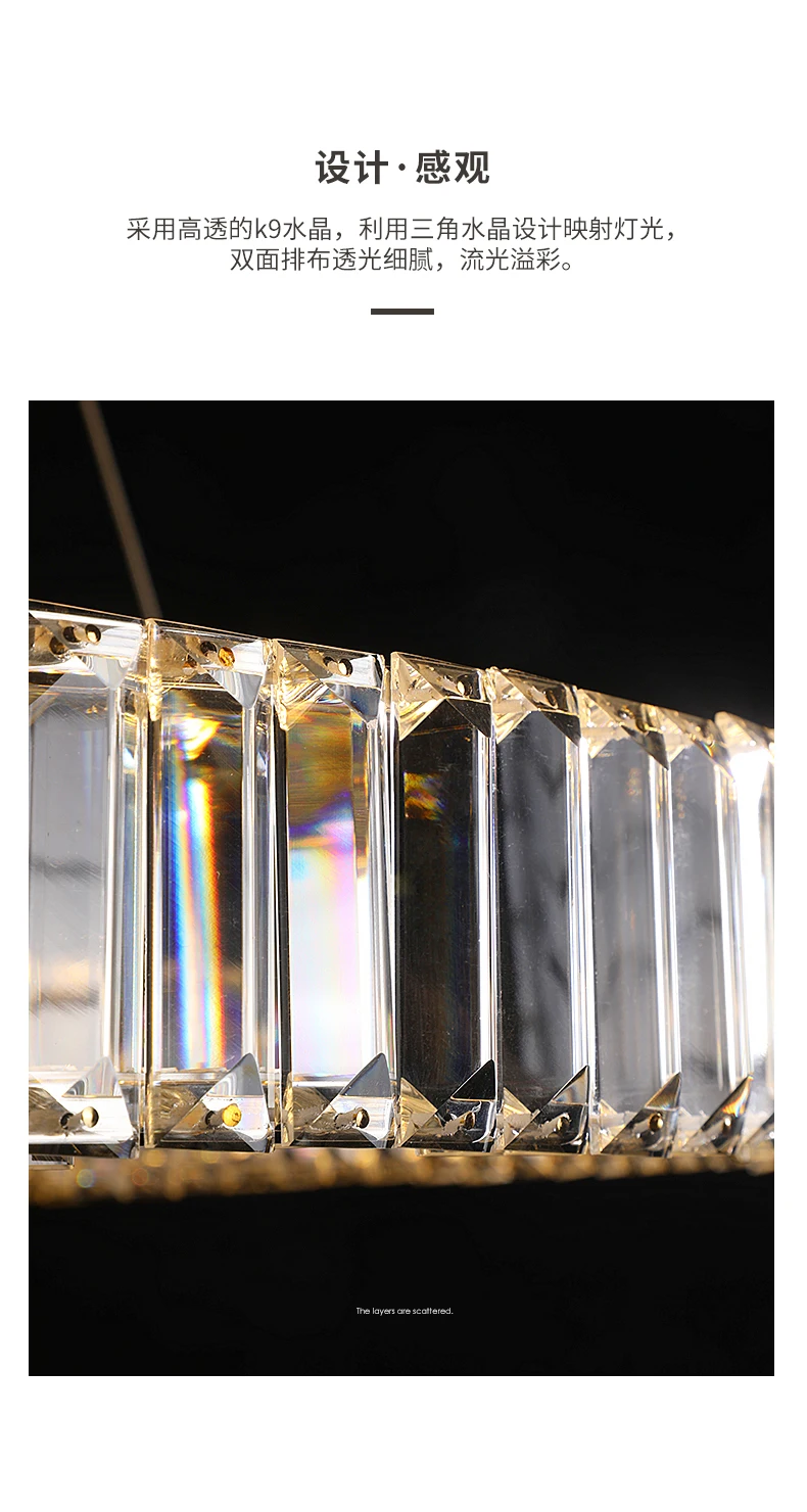 

Light luxury crystal chandelier modern minimalist stainless steel home atmospheric living room lamp designer dining room lamp