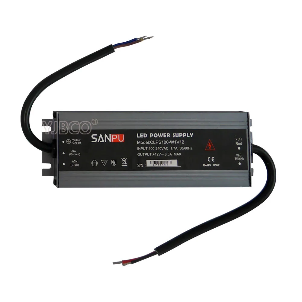 DC12V светодиодный ультратонкий водонепроницаемый источник питания IP67 60 Вт/100 Вт/120