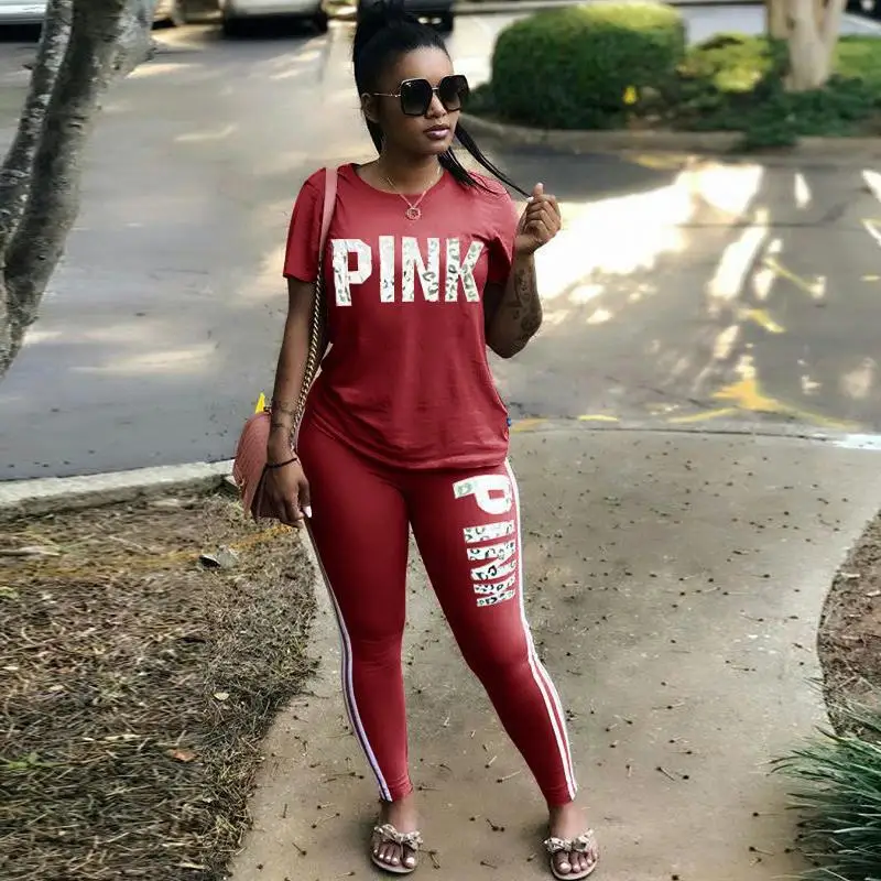 Популярный женский комплект с буквенным принтом сексуальный спортивный костюм