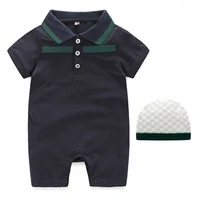 summer fashion baby boy clothes cotton short sleeve letter patchwork toddler newborn baby girl rompers and hat 0 3 months
