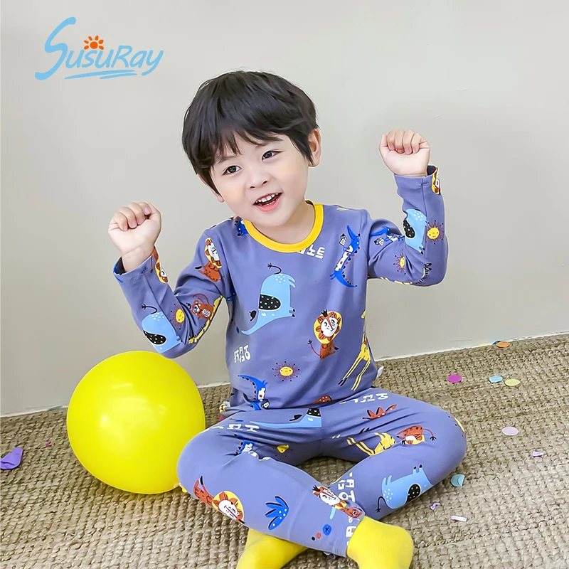 

Susuray Kids Boy Sleepwear Baby Spring Cotton Sets Children Homewear Pajamas for Toddler Pyjamas Nightwear 1-10Y Teenage Clothes