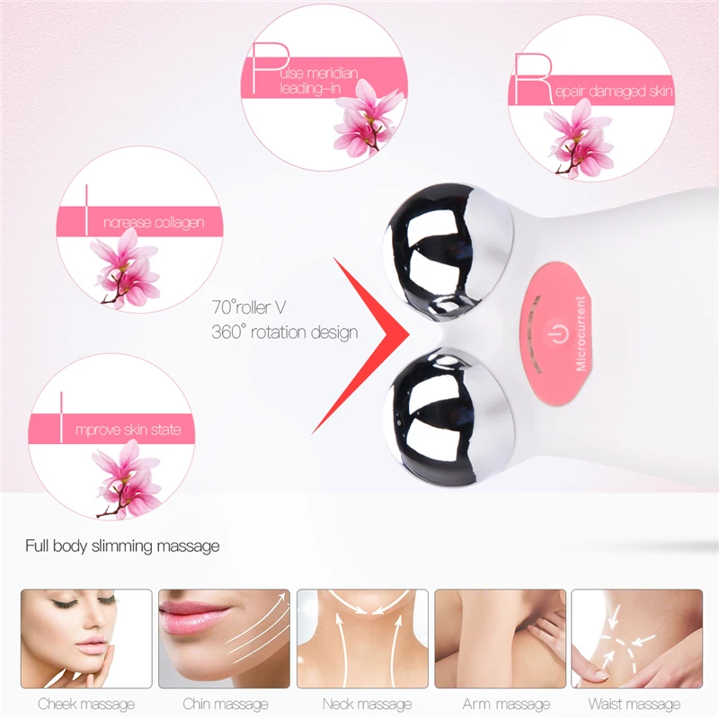 3DEMS микротоковый роликовый массажер для лица Электрический подтяжка Подтяжка