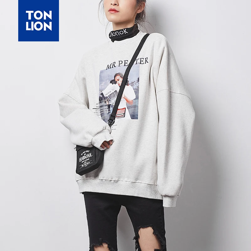 Женская толстовка с длинным рукавом TONLION 3 вида цветов Свободный пуловер круглым