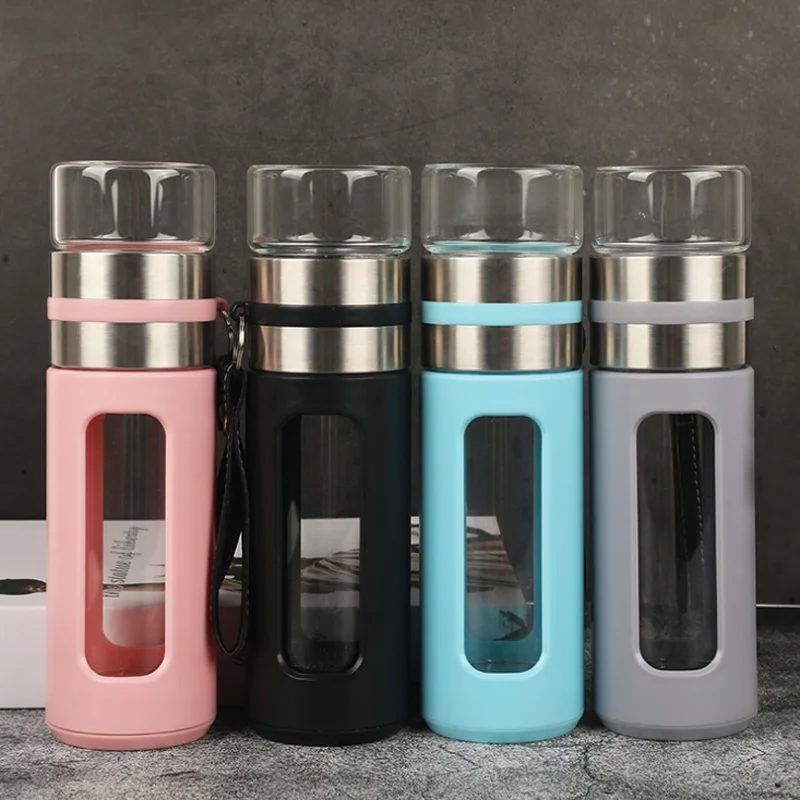 500 мл стеклянная бутылка для воды Офисная чайная чашка с фильтром и веревкой