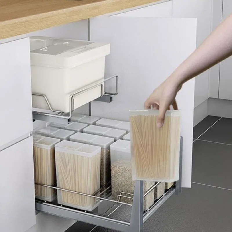 

Armario Mutfak Cestas Corredera Pantry Alacena Organizar Stainless Steel Cocina Organizer Rack Kitchen Cabinet Basket