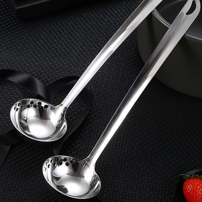 

Restaurant Hot Pot Spoon Stainless Steel Kitchen Tool 2PCS Hot Multifunctional Dual-Purpose Soup Ladle Colander