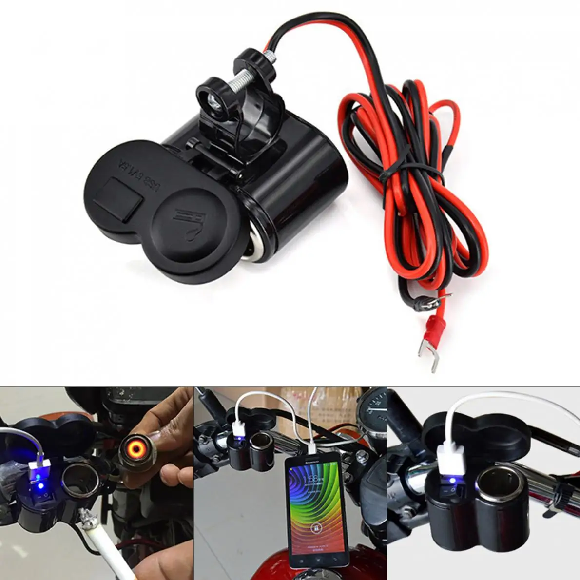 Motorcycle Charger Waterproof Multi-function Cigarette Lighter Socket USB Speed Charge with Switch | Автомобили и мотоциклы