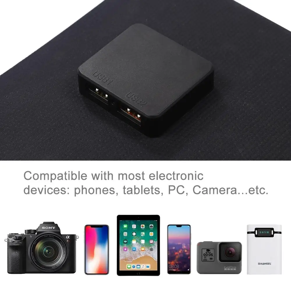 Складные панели солнечных батарей с USB зарядным устройством 14 Вт 21 28 для iPhone Huawei