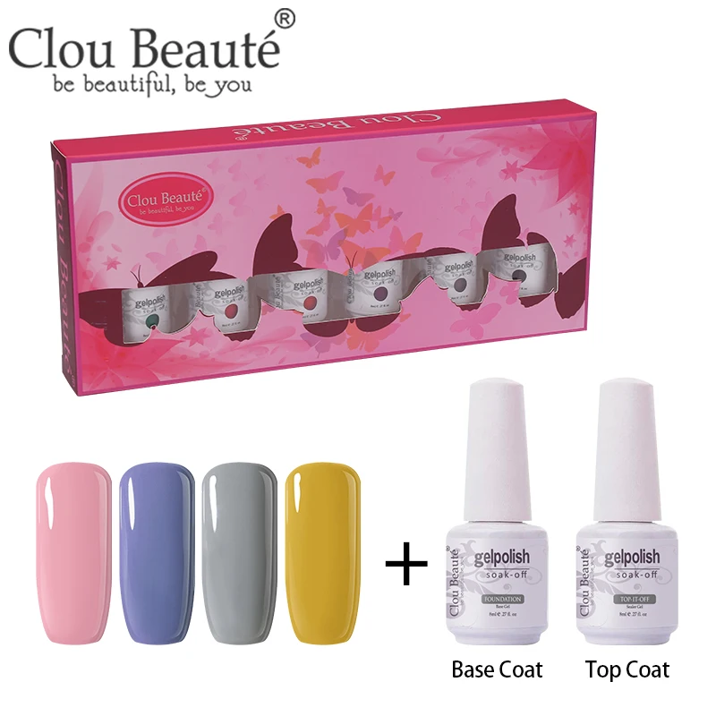 ZH33 Clou Beaute 6 шт./компл. гель для ногтей профессиональная эмаль стойкий растворимый лак гель лак-основа верхнее покрытие Набор для украшения ногтей - Цвет: ZH33