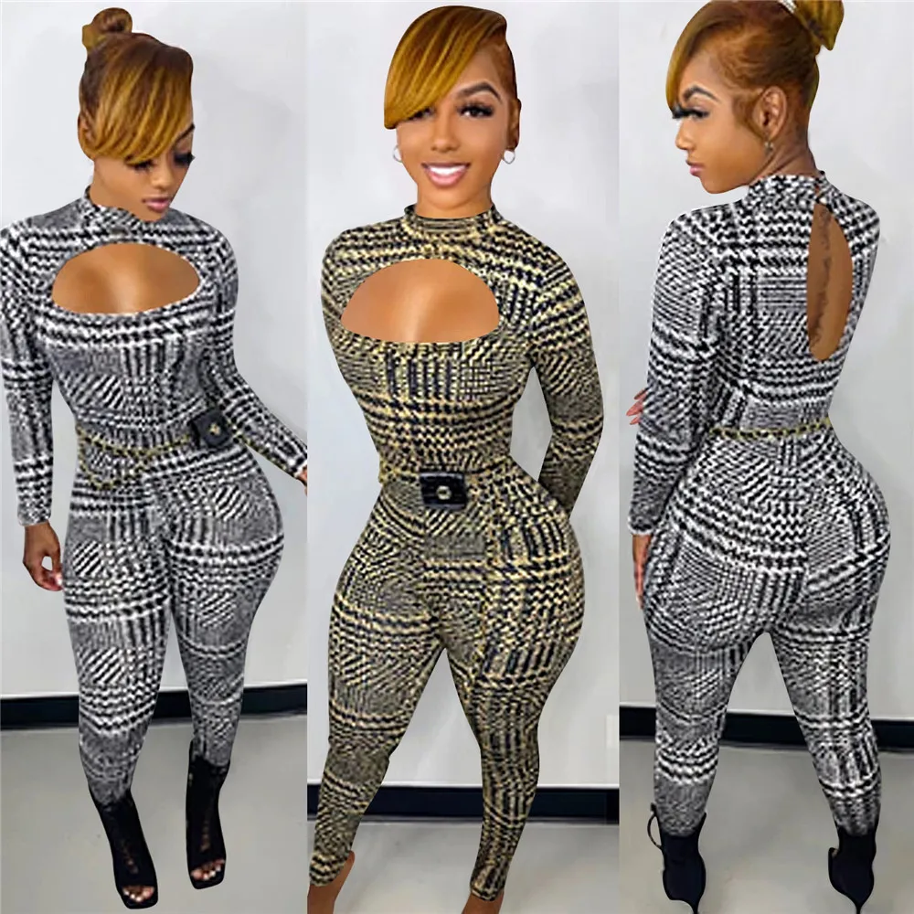 

Комбинезоны и ромперы HAOOHU женская одежда Цельный Наряд с вырезами облегающий стрейчевый модный городской Женский размер XL