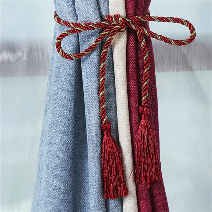 Wine red Rope XZJJA 2-10 шт кисточкой бахрома закрепить веревку магнитный кристаллик для занавесок комнаты Аксессуары Завязки для штор украшения занавеска для дома Шнур пряжки - Цвет: Wine red Rope