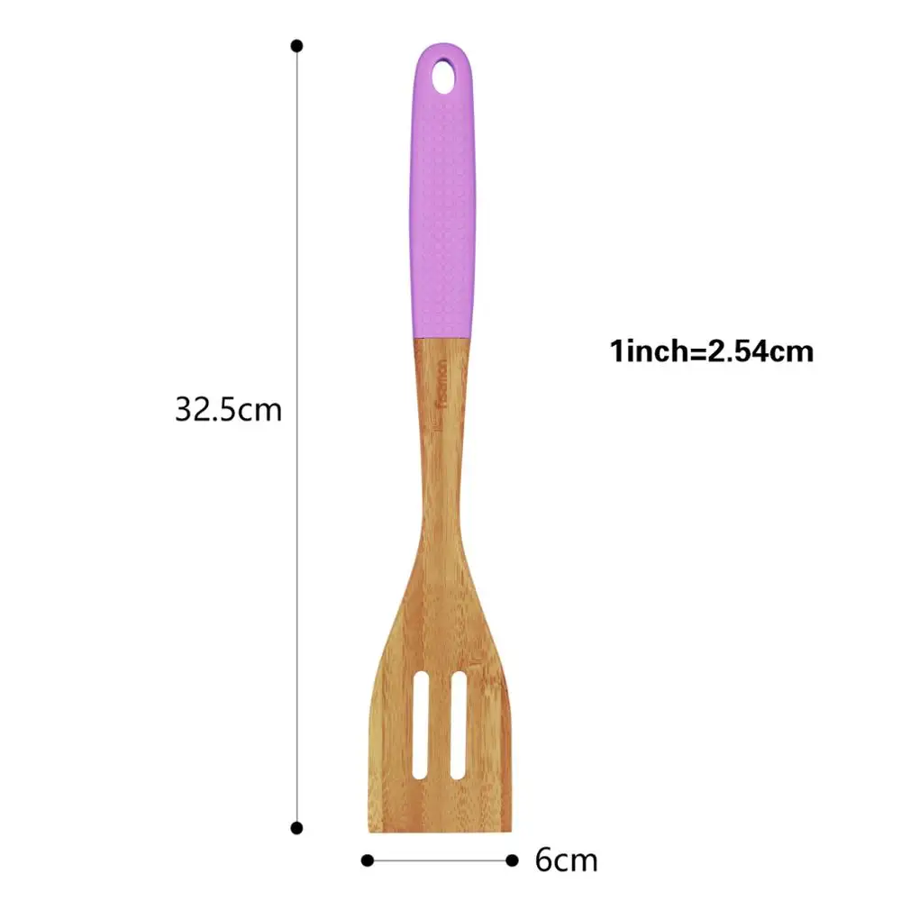 FISSMAN бамбуковый Тернер шлицевая лопатка Твердые лопатки для вока кухонная утварь