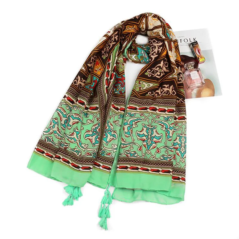 

Women Scarf Female Classic Scarves Ladies Beach Wrap Vintage Cotton And Linen Shawl Soft Sunscreen Foulard Muffler Bandanna