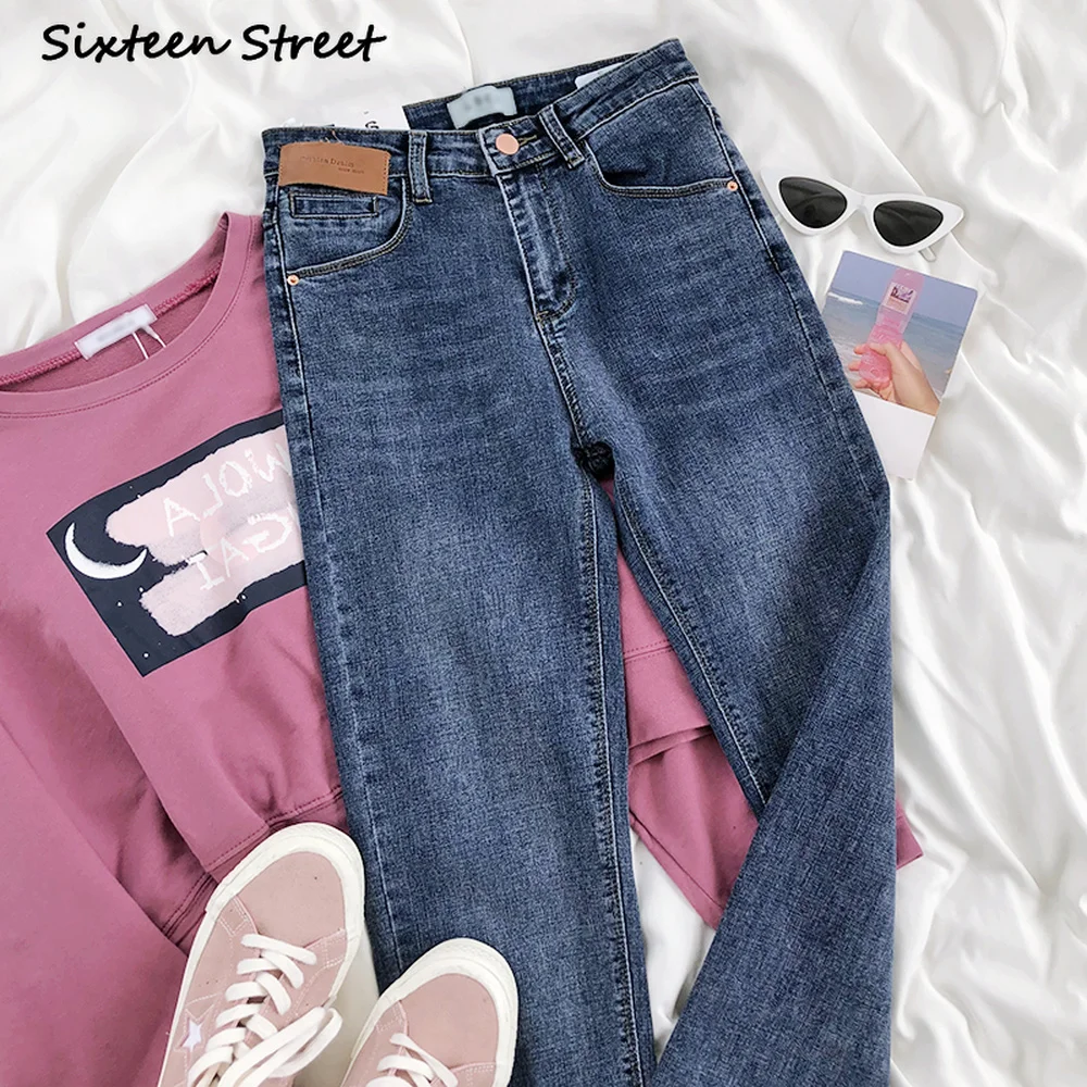 

Женские винтажные рваные джинсы с разрезом сбоку, голубые прямые облегающие брюки с высокой талией, Y2k, Эстетическая мода, уличная одежда, 2021