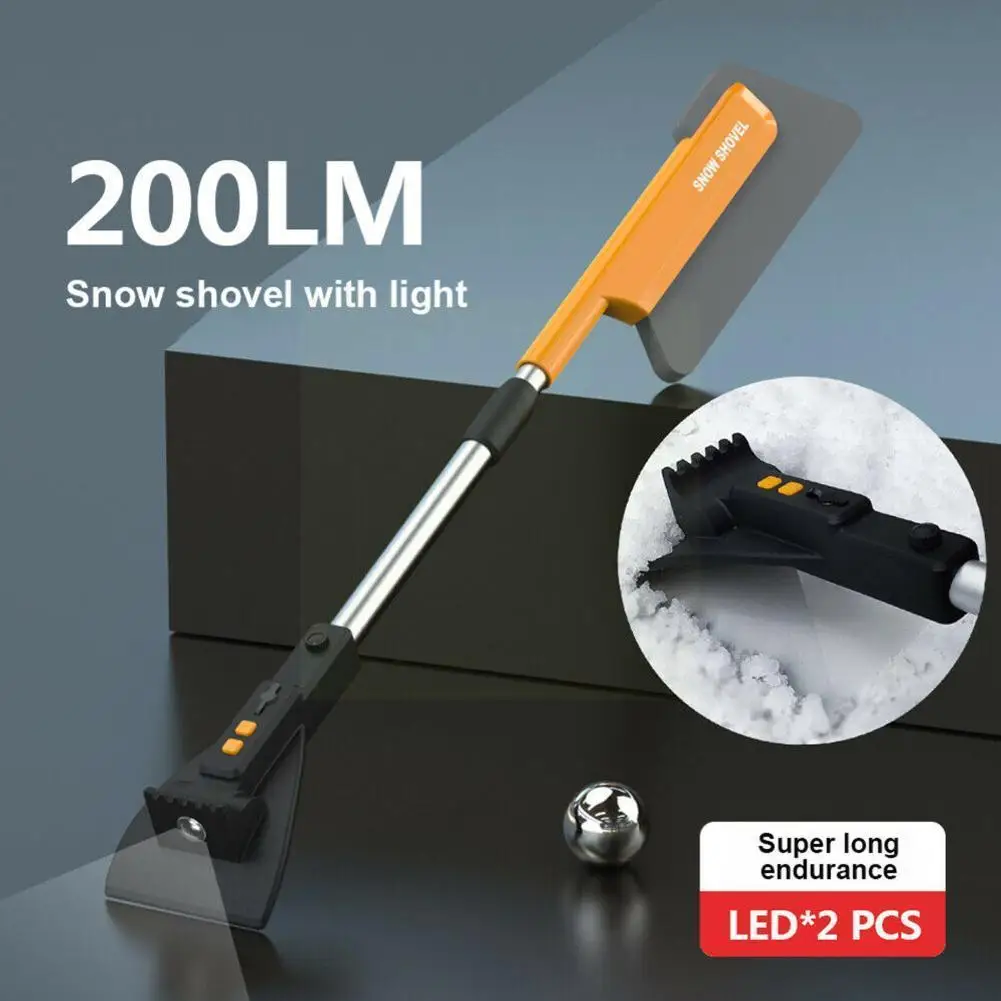 

LED Car Removal Shovel With Lights Telescopic Ice Scrapers Multifunctional Automotive Brush Tool For Trucks And Vans D9P0
