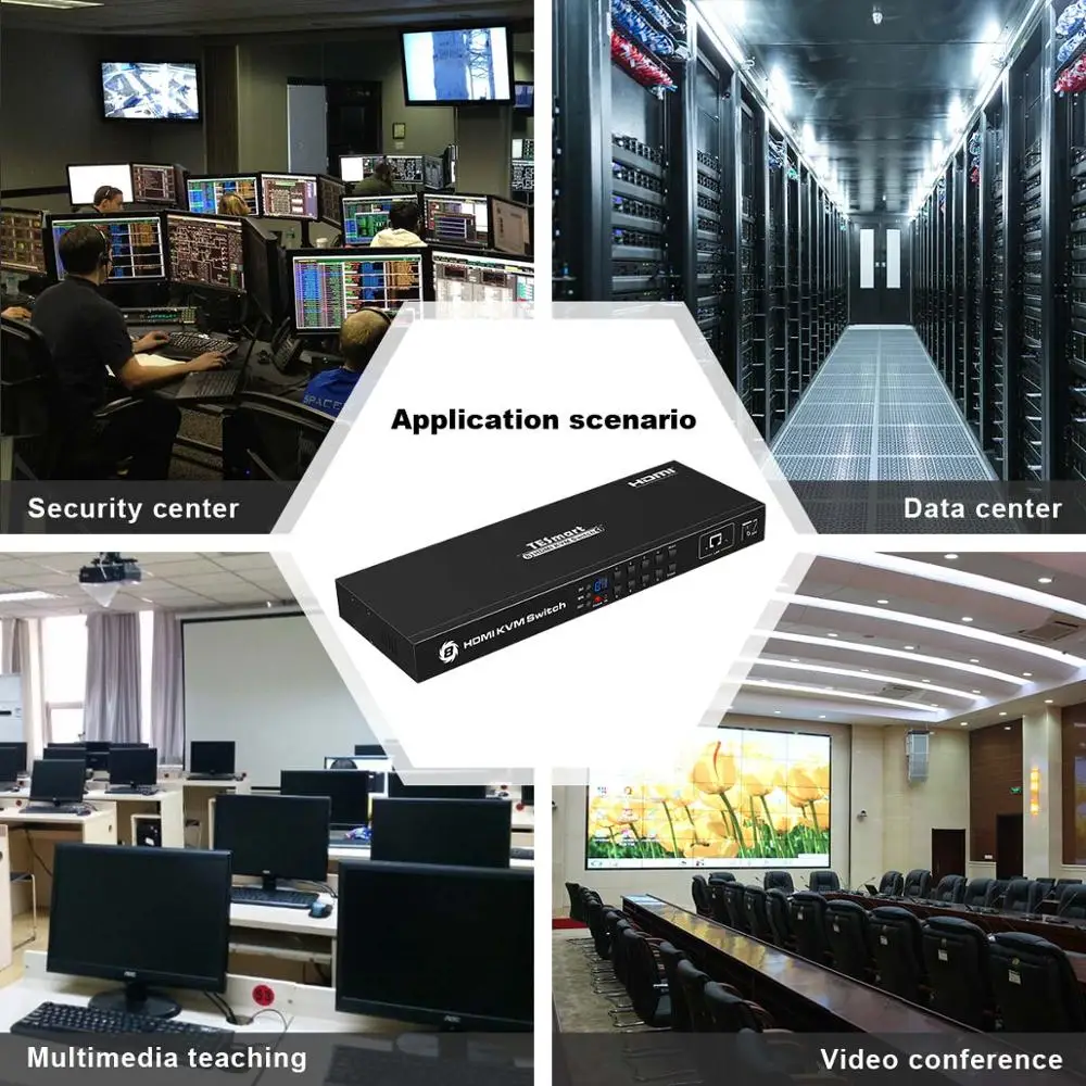 TESmart HDMI KVM переключатель 8 портов поддержка 3840*2160/4 K 2 шт стойки стандарт 1U