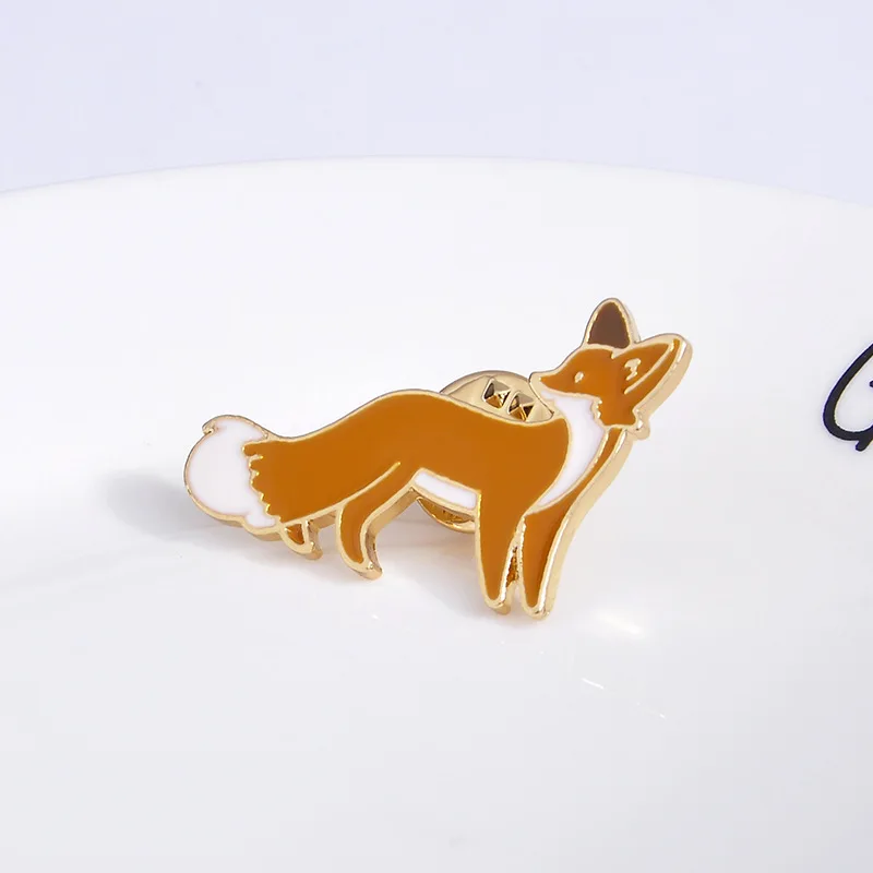 2 шт./компл. брошка мультфильм животных симпатичная маленькая лиса птица цветок