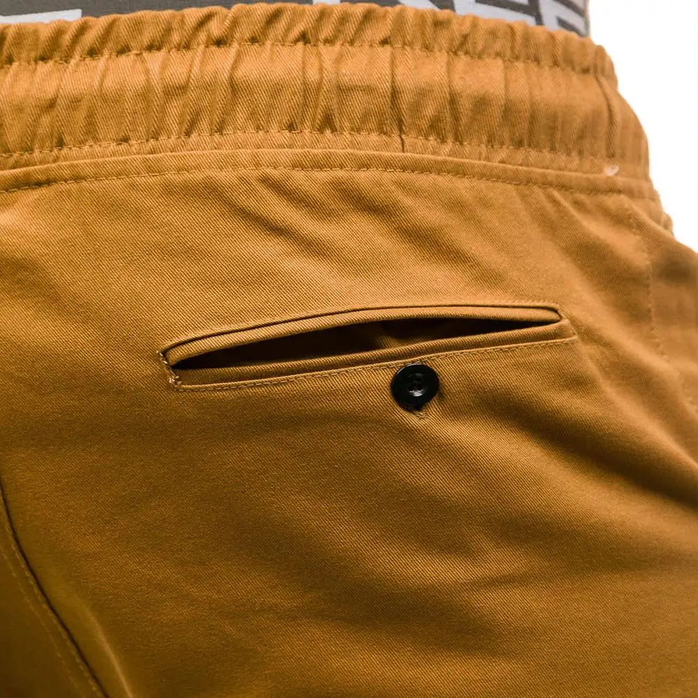 

MISSKY Men Pants Streetwear Solid Color Middle Waist Fashion Casual Large Size Lacing Elastic Waistband Trousers Pants For Male