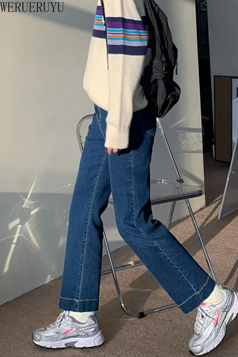 

WERUERUYU Women's Jeans Baggy JeansWomen 2020Jeans High Waist Blue Loose Washed Fashion Straight Denim Pants Vintage Streetwear