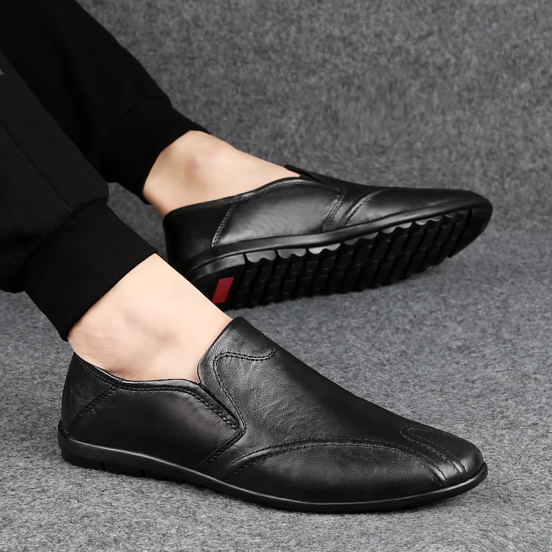 

Big Size 47 Men Leather Shoes Moccasins Slip-on Loafers Sewing Design Male Breathable Loafers Flats Summer Shoes Men L5