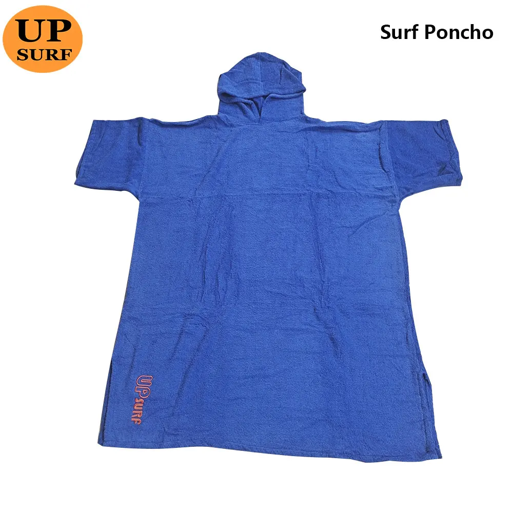 

New Style Surf Poncho Blue/Black Color Wetsuit Changing Robe Poncho with hood for Swim, Beach sports 100% cotton oversize adult